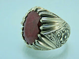 Turkish Handmade Jewelry 925 Sterling Silver Ruby Stone Mens Rings