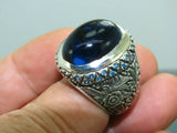 Turkish Handmade Jewelry 925 Sterling Silver Sapphire Stone Mens Rings