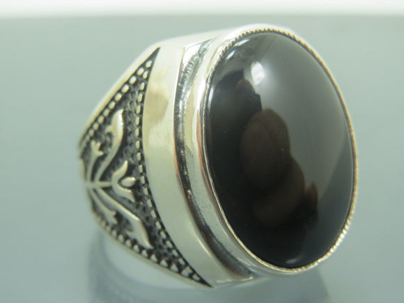 Turkish Handmade Jewelry 925 Sterling Silver Onyx Stone Mens Rings