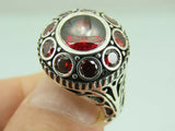 Turkish Handmade Jewelry 925 Sterling Silver Garnet Stone Mens Rings