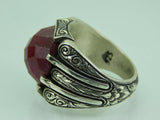 Turkish Handmade Jewelry 925 Sterling Silver Ruby Stone Mens Rings