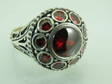 Turkish Handmade Jewelry 925 Sterling Silver Garnet Stone Mens Rings