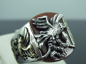 Turkish Handmade Jewelry 925 Sterling Silver Agate Stone Mens Rings