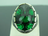 Turkish Handmade Jewelry 925 Sterling Silver Emerald Stone Mens Rings