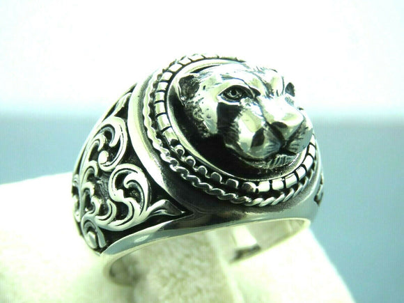 Turkish Handmade Jewelry 925 Sterling Silver Tiger Design Mens Rings