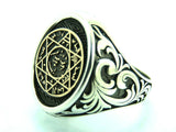 Turkish Handmade Jewelry 925 Sterling Silver Mason Design Men's Rings