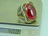 Turkish Handmade Jewelry 925 Sterling Silver Ruby Stone Mens Rings