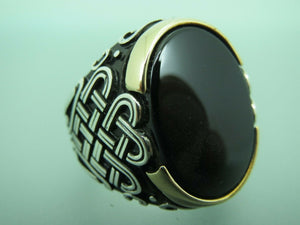 Turkish Handmade Jewelry 925 Sterling Silver Onyx Stone Mens Rings