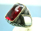Turkish Handmade Jewelry 925 Sterling Silver Ruby Stone Mens Rings
