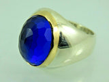 Turkish Handmade Jewlry 925 Sterling Silver Sapphire Stone Mens Rings