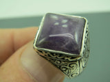 Turkish Handmade Jewelry 925 Sterling Silver Amethyst Stone Engraved Mens Rings