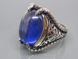Turkish Handmade Jewelry 925 Sterling Silver Sapphire Stone Mens Rings