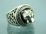 Turkish Handmade Jewelry 925 Sterling Silver Tiger Design Mens Rings