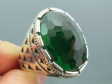 Turkish Handmade Jewelry 925 Sterling Silver Emerald Stone Mens Rings