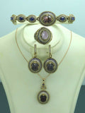 Turkish Handmade Jewelry 925 Sterling Silver Amethyst Stone Women's Necklace, Earring, Bracelet & Ring Jewelry Set