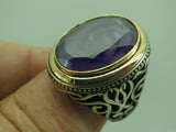 Turkish Handmade Jewelry 925 Sterling Silver Amethyst Stone Mens Rings