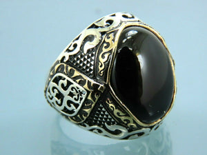 Turkish Handmade Jewelry 925 Sterling Silver Onyx Stone Mens Rings
