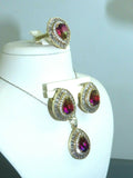 Turkish Handmade Jewelry 925 Sterling Silver Tourmaline Stone Women's Earrings, Pendant & Ring Jewelry Set