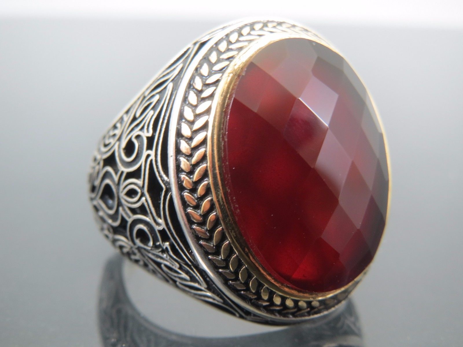 Garnet and Cubic Zirconia Ring | Sterling Silver – Burton's Gems and Opals