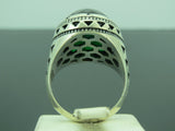 Turkish Handmade Jewelry 925 Sterling Silver Emerald Stone Mens Rings