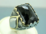 Turkish Handmade Jewelry 925 Sterling Silver Onyx Stone Mens Rings