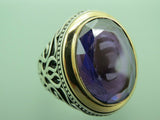 Turkish Handmade Jewelry 925 Sterling Silver Amethyst Stone Mens Rings