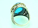 Turkish Handmade Jewelry 925 Sterling Silver Aquamarine Stone Mens Rings