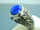 Turkish Handmade Jewelry 925 Sterling Silver Lapis Stone Engraved Mens Rings