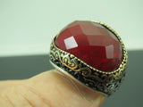 Turkish Handmade Jewelry 925 Sterling Silver Garnet Stone Mens Rings