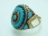 Turkish Handmade Jewelry 925 Sterling Silver Turquoise Stone Mens Rings