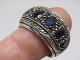 Turkish Handmade Jewelry 925 Sterling Silver Sapphire Stone Mens Rings