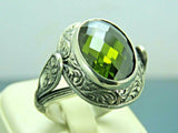 Turkish Handmade Jewelry 925 Sterling Silver Peridot Stone Men's Rings