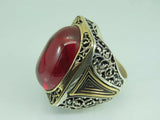 Turkish Handmade Jewelry 925 Sterling Silver Ruby Stone Mens Rings