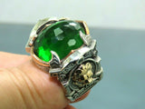 Turkish Handmade Jewelry 925 Sterling Silver Emerald Stone Mens Rings
