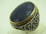 Turkish Handmade Jewelry 925 Sterling Silver Sapphire Stone Mens Rings