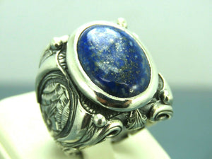 Turkish Handmade Jewelry 925 Sterling Silver Sodalite Stone Men's Rings