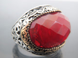 Turkish Handmade Jewelry 925 Sterling Silver Garnet Stone Mens Rings