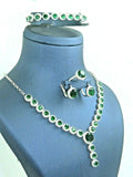 Turkish Handmade Jewelry 925 Sterling Silver Emerald Stone Women Necklace Set