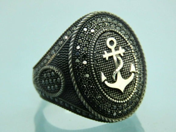 Turkish Handmade Jewelry 925 Sterling Silver Onyx Stone Mens Rings