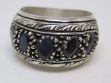 Turkish Handmade Jewelry 925 Sterling Silver Sapphire Stone Mens Rings