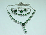 Turkish Handmade Jewelry 925 Sterling Silver Emerald Stone Women Necklace Set