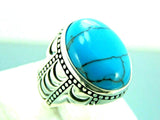 Turkish Handmade Jewelry 925 Sterling Silver Turquoise Stone Mens Rings