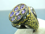Turkish Handmade Jewelry 925 Sterling Silver Amethyst Stone Engraved Mens Rings