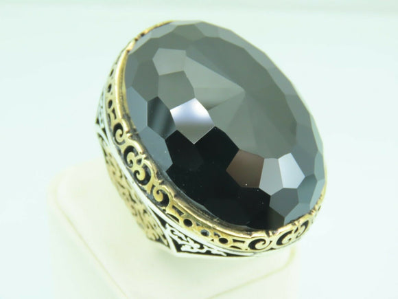 Turkish Handmade Jewelry 925 Sterling Silver Onyx Stone Mens Rings