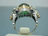 Turkish Handmade Jewelry 925 Sterling Silver Emerald Stone Mens Rings