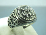 Turkish Handmade Jewelry 925 Sterling Silver Owl Design Men's Rings