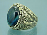 Turkish Handmade Jewelry 925 Sterling Silver Labradorite Stone Men's Rings