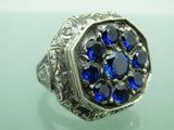 Turkish Handmade Jewelry 925 Sterling Silver Sapphire Stone Mens Rings