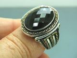 Turkish Handmade Jewelry 925 Sterling Silver Onyx Stone Mens Rings