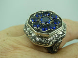 Turkish Handmade Jewelry 925 Sterling Silver Sapphire Stone Mens Rings